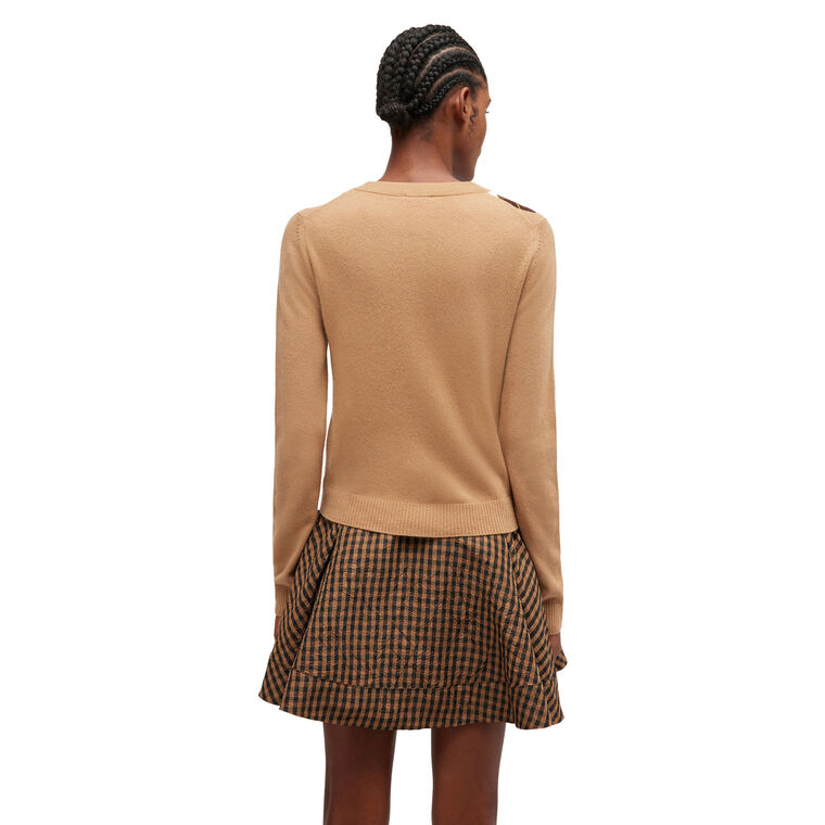 Long Sleeve Cashmere-Wool Mix Argyle Cardigan image number null