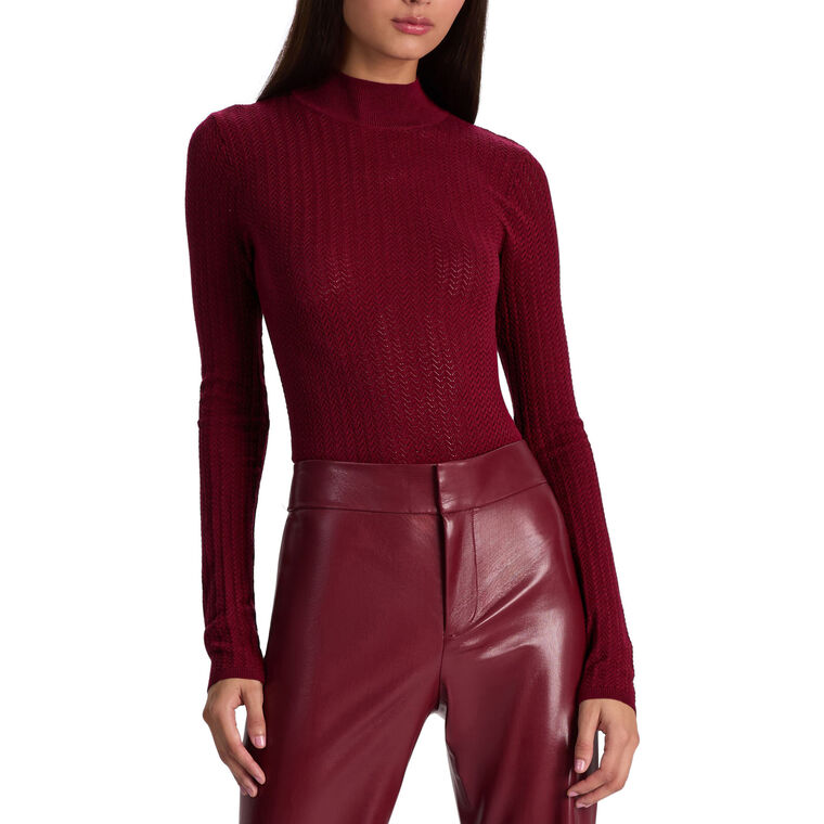 Lanie Pointelle Knit Long Sleeve Mock Neck Pullover image number null