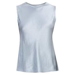 Scallop-Detail Sleeveless Satin Shell