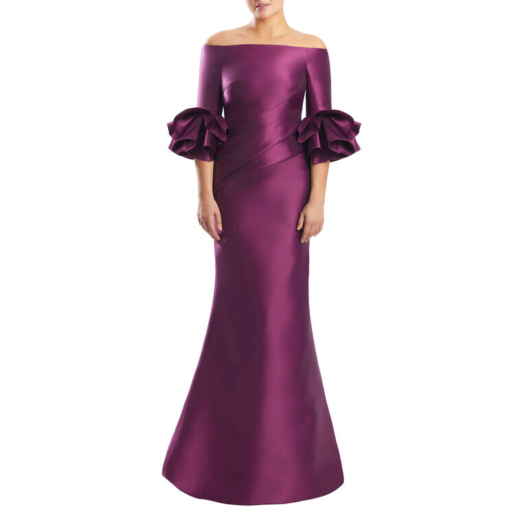Off Shoulder Gown With Flounce Sleeve image number null