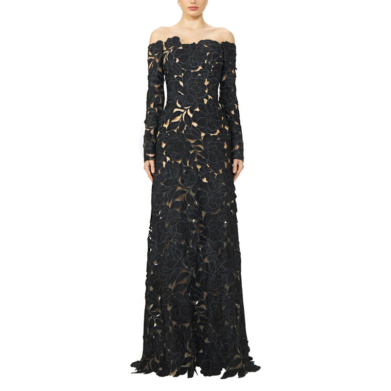 Kasia Floral-Cut Lace Gown image number null