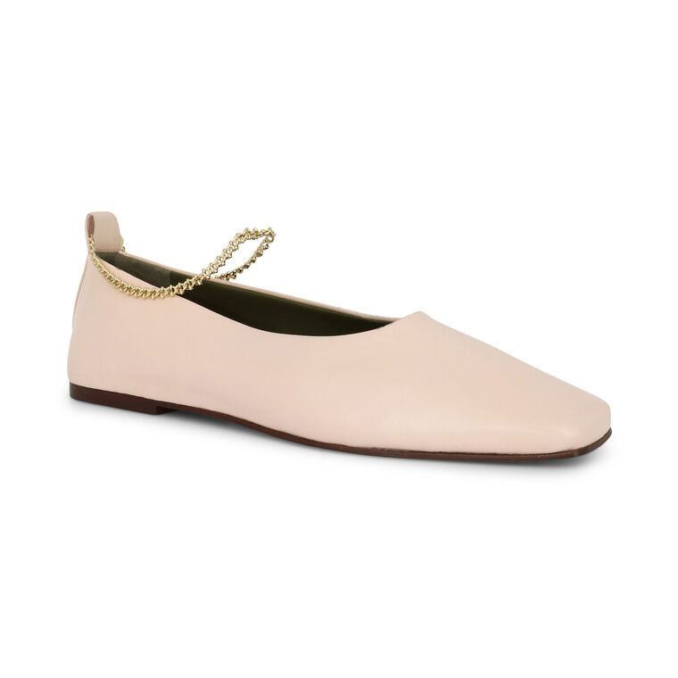 Augusta Ankle-Chain Leather Ballerina Flat image number null