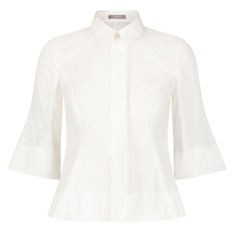 Cotton Poplin Cuffed Bell Sleeve Top image number null