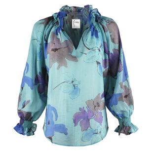 Florence Long Sleeve Popover Top In Dreamy Orchid Print
