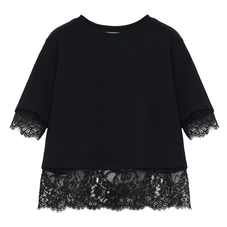 Short Sleeve Lace Layer T-Shirt image number null