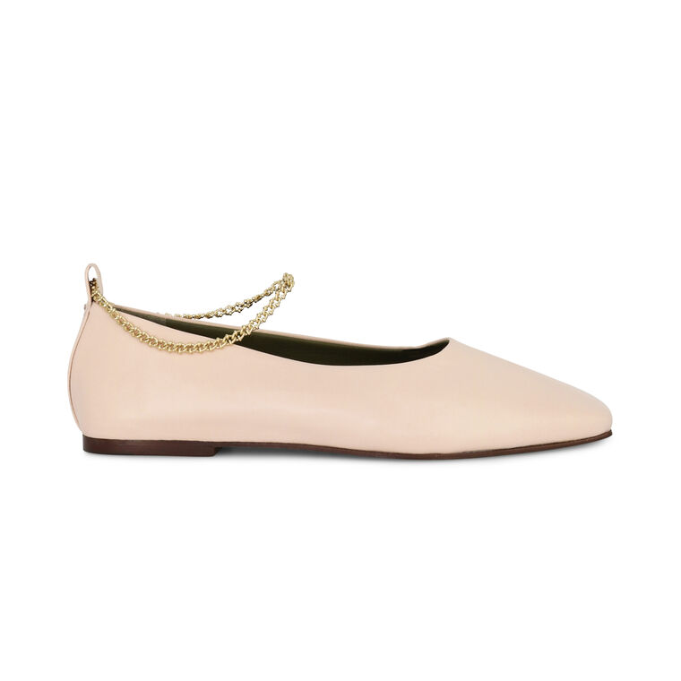Augusta Ankle-Chain Leather Ballerina Flat image number null