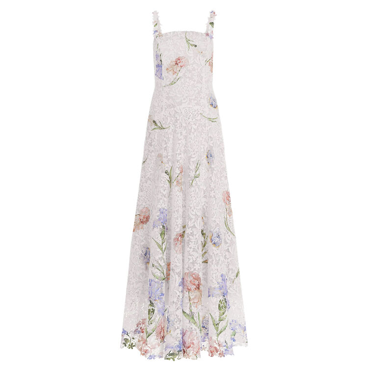 Sleeveless Large Iris Degrade Printed Lace Day Dress image number null