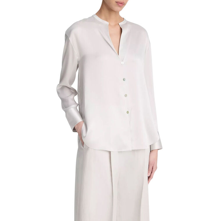 Band Collar Long Sleeve Blouse image number null