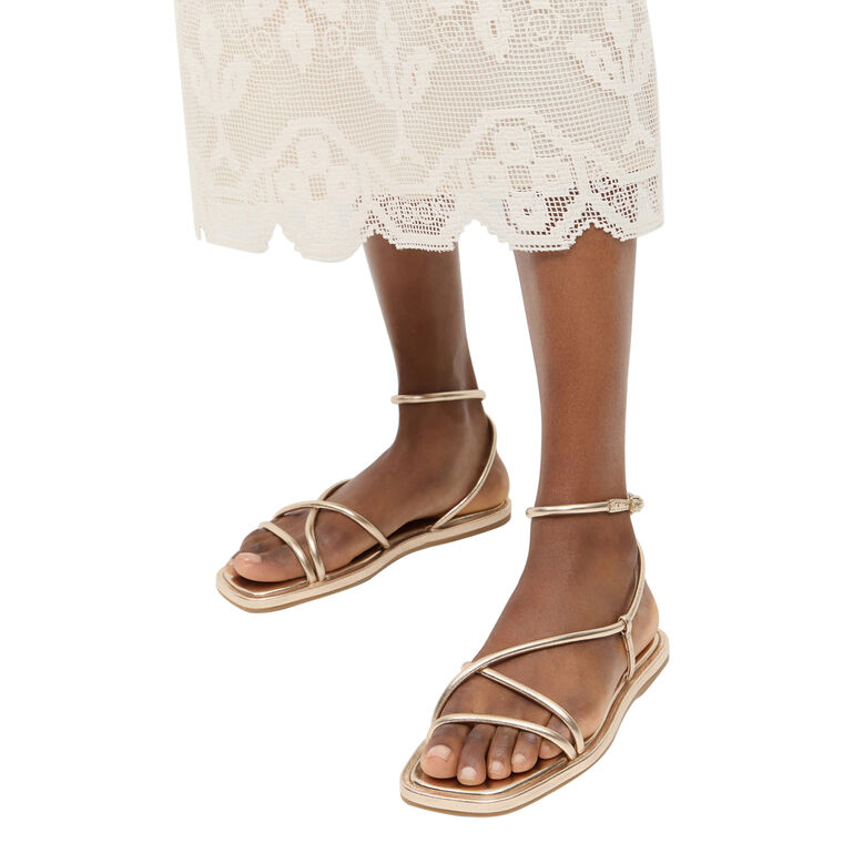 Strappy Ankle Wrap Flat Sandal image number null