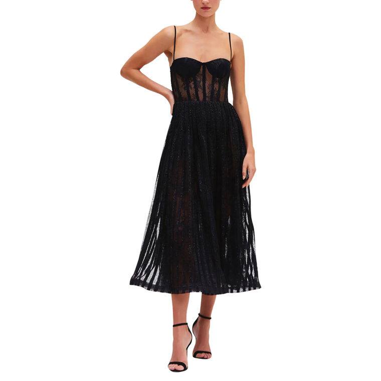 Lurex Tulle Bustier Midi Dress image number null