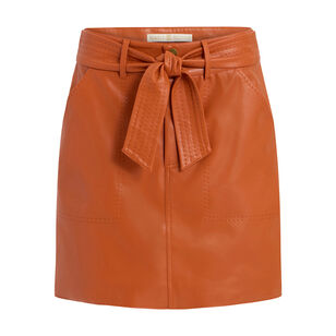 Vallie Belted Vegan Leather Mini Skirt