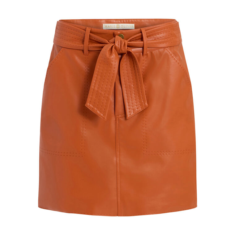 Vallie Belted Vegan Leather Mini Skirt image number null