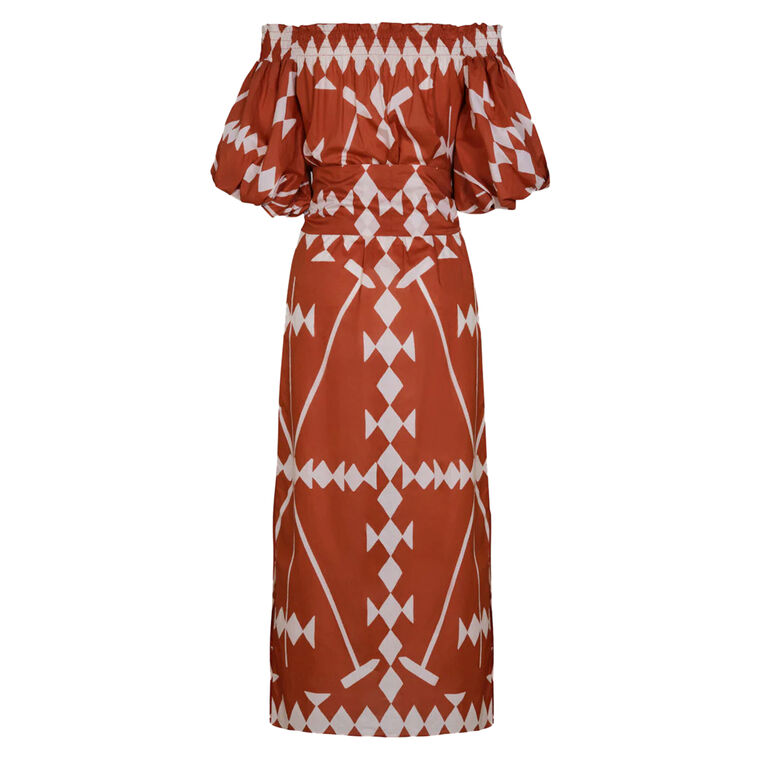 Harbor Hues Off-The-Shoulder Midi Dress image number null
