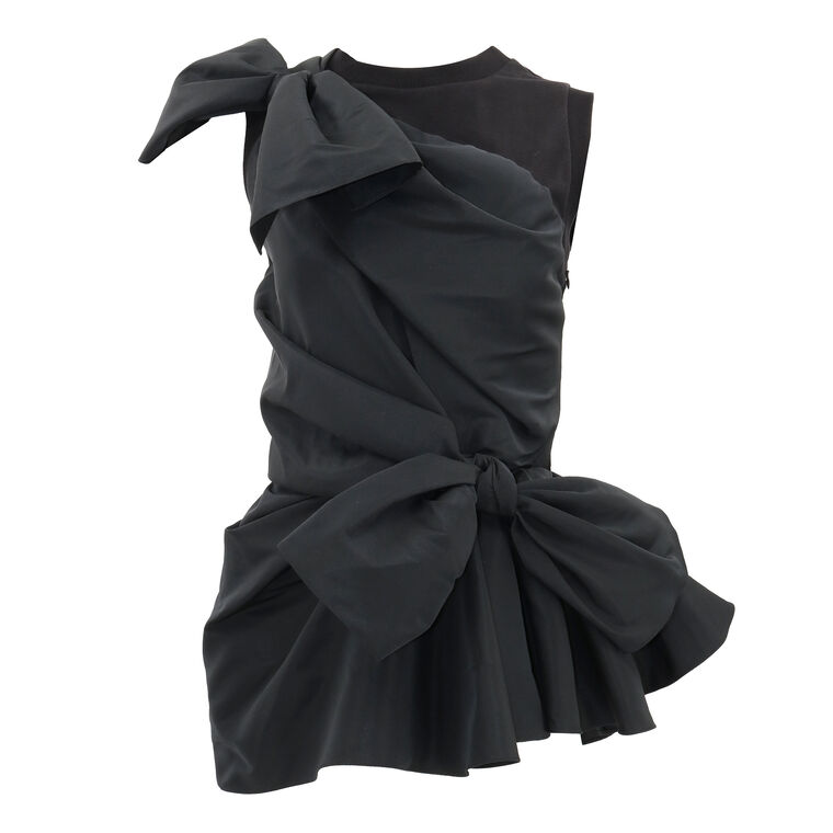 Polyfaille Draped Bow Peplum Top image number null