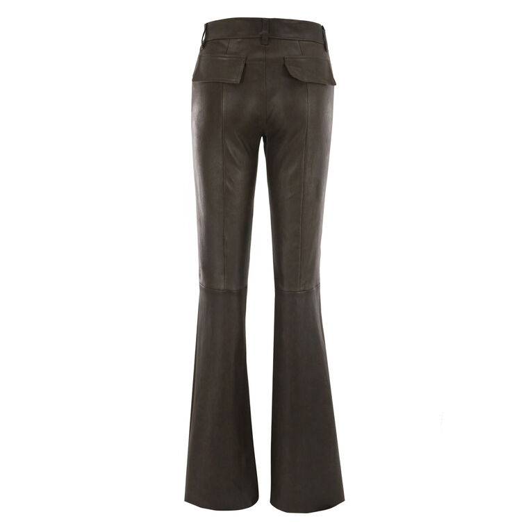 Low-Rise Leather Flare Jean image number null