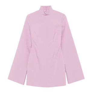 Laurel Funnel-Neck Wide-Sleeve Mini Dress