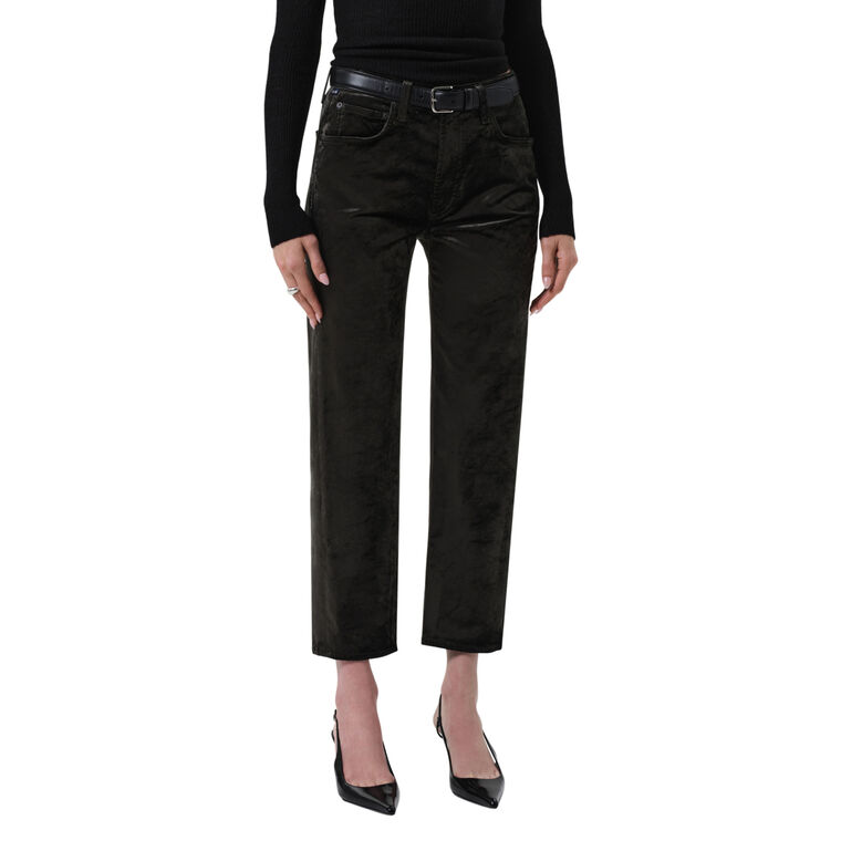 Delphina High Rise Straight-Leg Velvet Jean image number null