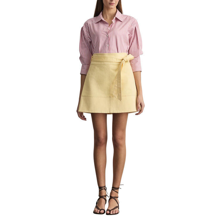 Courtney Belted A-Line Denim Mini Skirt image number null