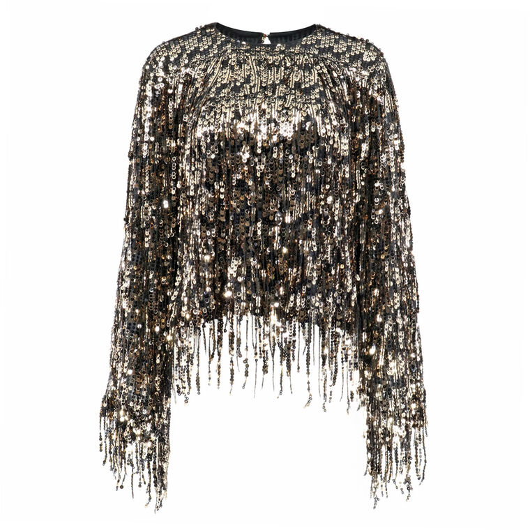 Satine Sequin Fringe Top image number null
