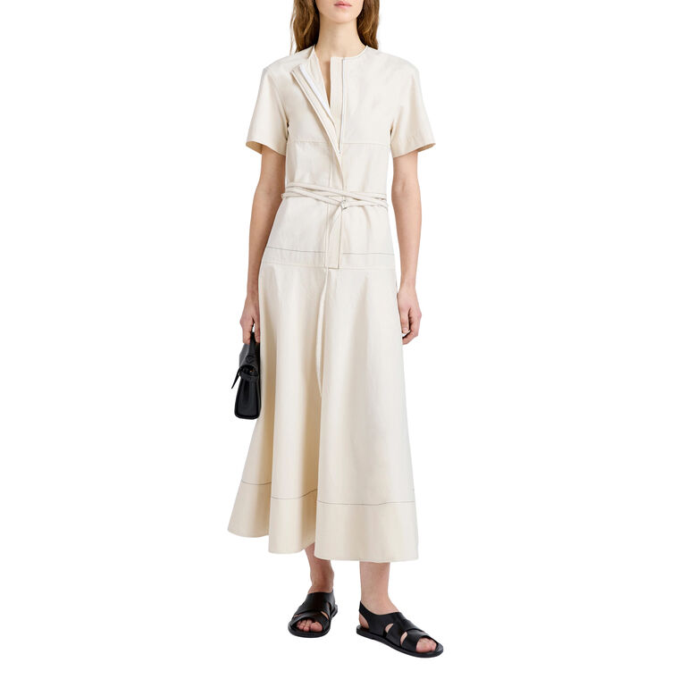 Elizabeth Short Sleeve Midi Dress In Solid Cotton image number null