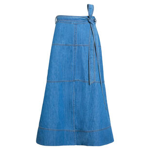 Hudley Tie-Belt Denim Midi Skirt