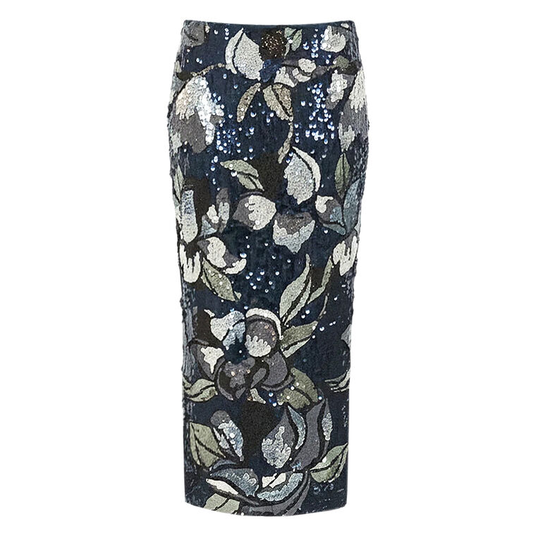 Midnight Garden Sequin Midi Skirt image number null