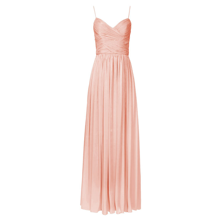 Sireen Sleeveless Draped Lurex Georgette Pleated Gown image number null