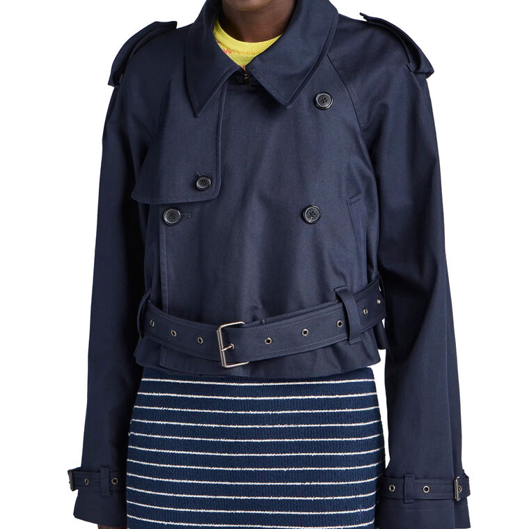 Cropped Belted Trench Coat image number null
