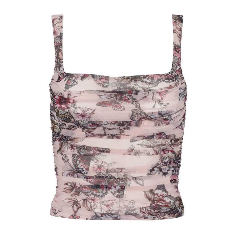 Rasha Shirred Mesh Tank Top image number null