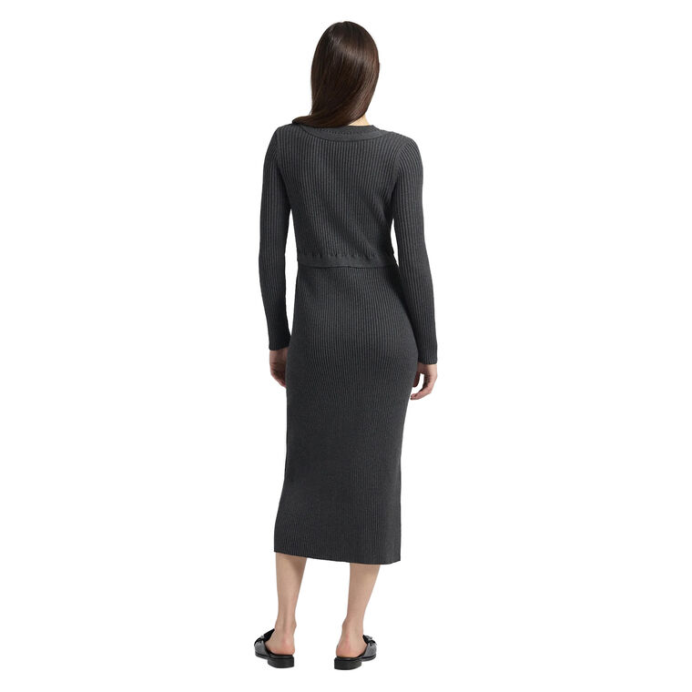 Fable Double Layer Ribbed Sweater Midi Dress image number null