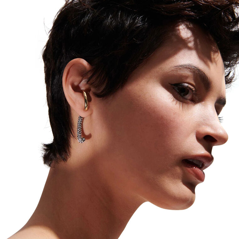Pave Gold With Gunmetal Luna Earrings image number null
