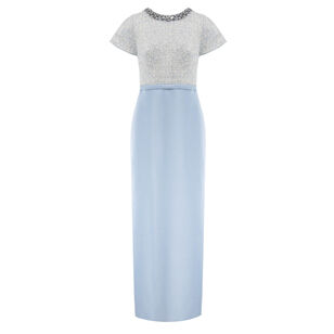 Isla Short Sleeve Embellished Column Gown