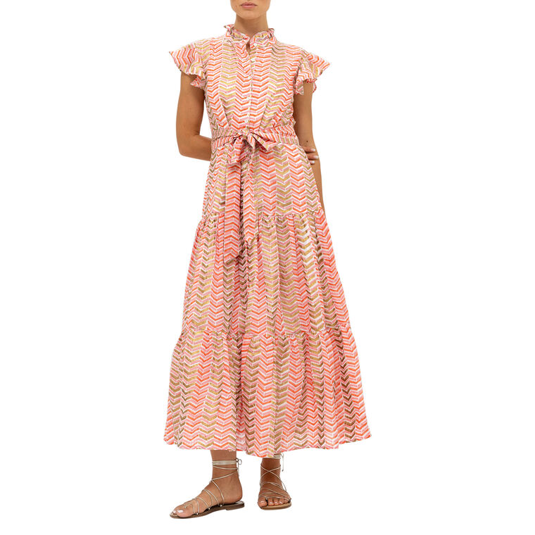 Ruffle Collar Button Maxi Dress image number null