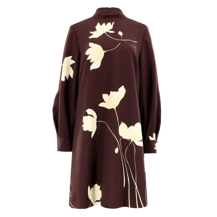 Elizabeth Floral Crepe Long Sleeve Mini Dress image number null