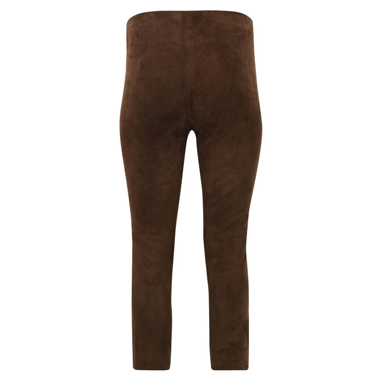 Stretch Suede Split Hem Cropped Pants image number null