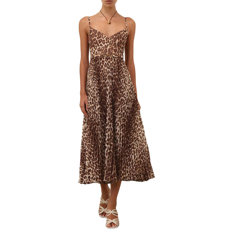 Sunray Sleeveless Pleated Picnic Midi Dress image number null