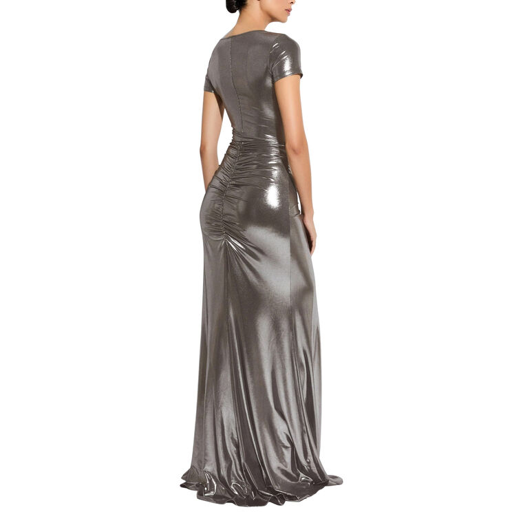 Coated Jersey Ruched Maxi Skirt image number null