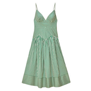 Bicolor Stripes Sleeveless Organic Cotton Midi Dress