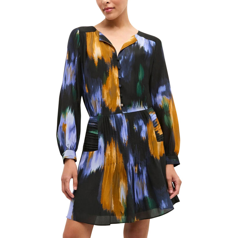 Vera Long Sleeve Silk Mini Dress image number null