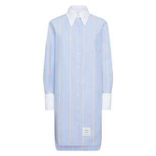 Knee Length Striped Easy Fit Shirt Dress