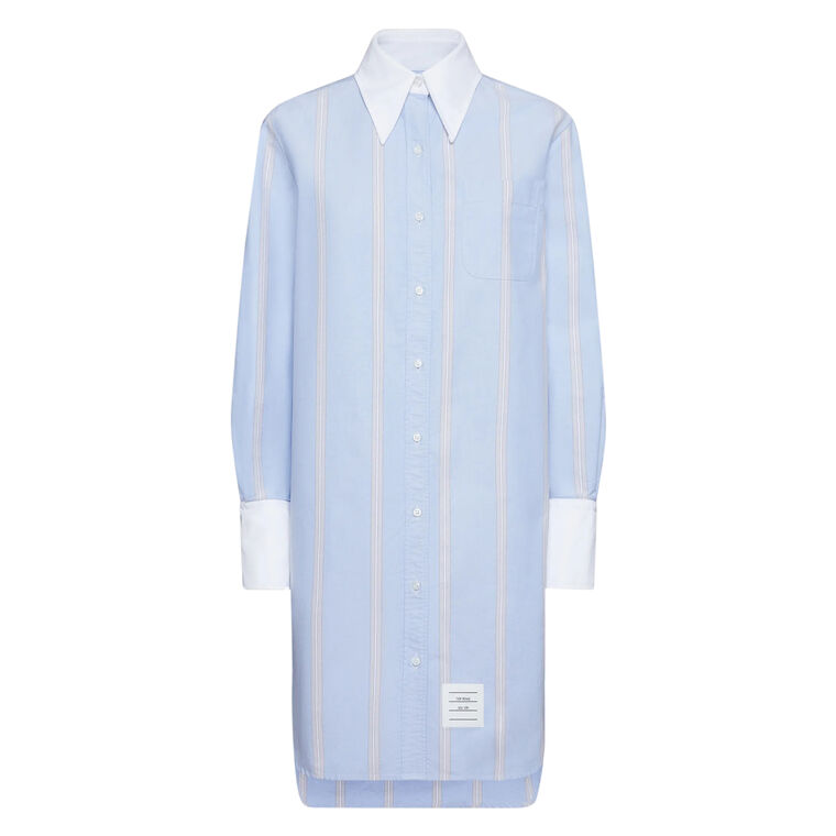 Knee Length Striped Easy Fit Shirt Dress image number null