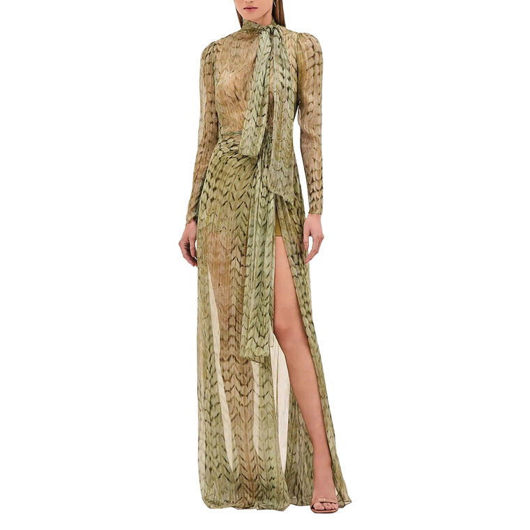 Lexia Scarf Tie Sheer Maxi Dress image number null