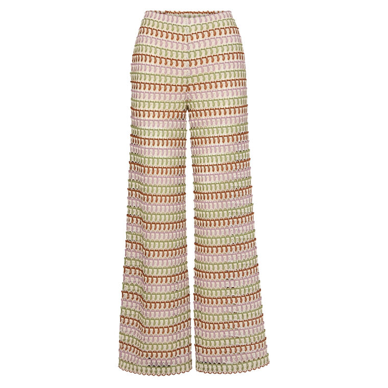 Fatima High-Waisted Crochet Wide-Leg Pant image number null