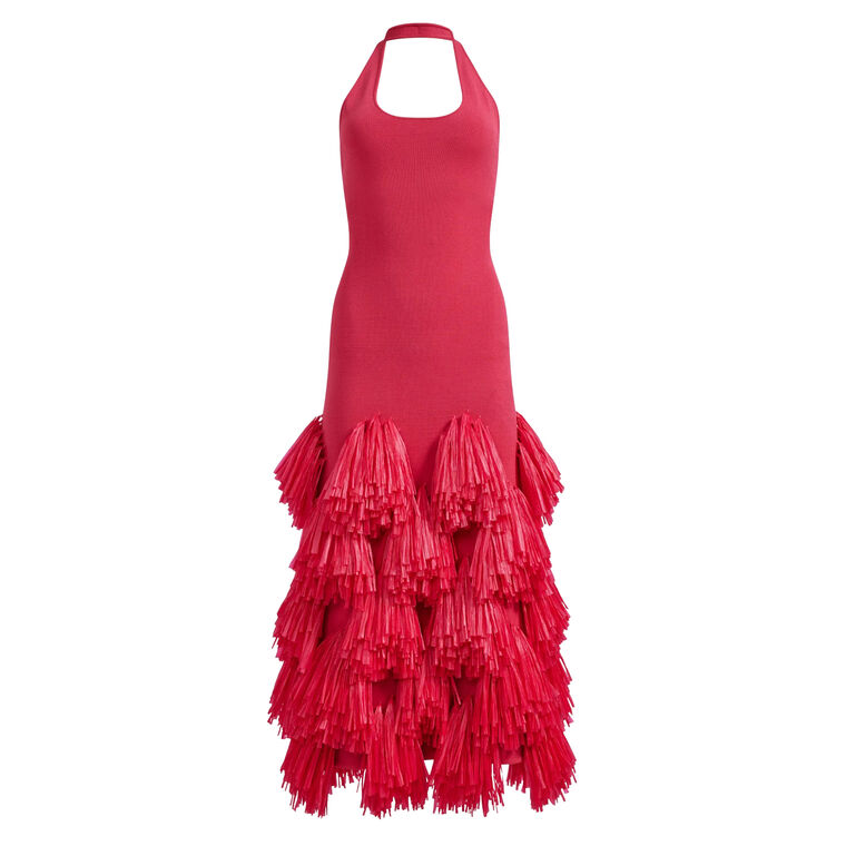 Elva Sleeveless Raffia Knit Midi Dress image number null