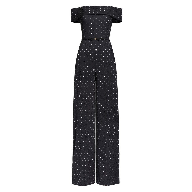 Polka Dot Off-The-Shoulder Jumpsuit image number null