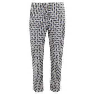 Floral-Jacquard Cropped Trousers