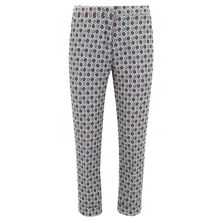 Floral-Jacquard Cropped Trousers image number null
