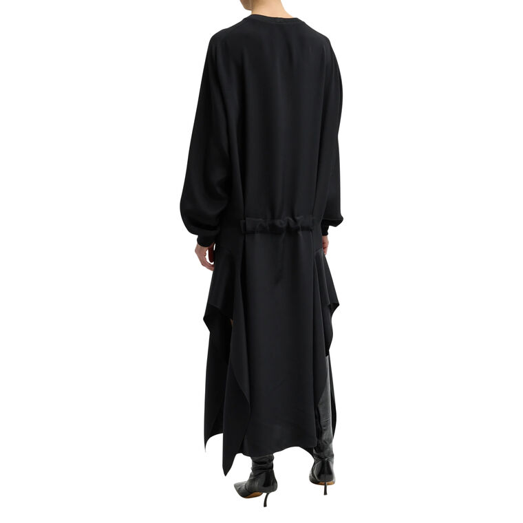 Silk Long Sleeve Dress with Ruffle Detail image number null