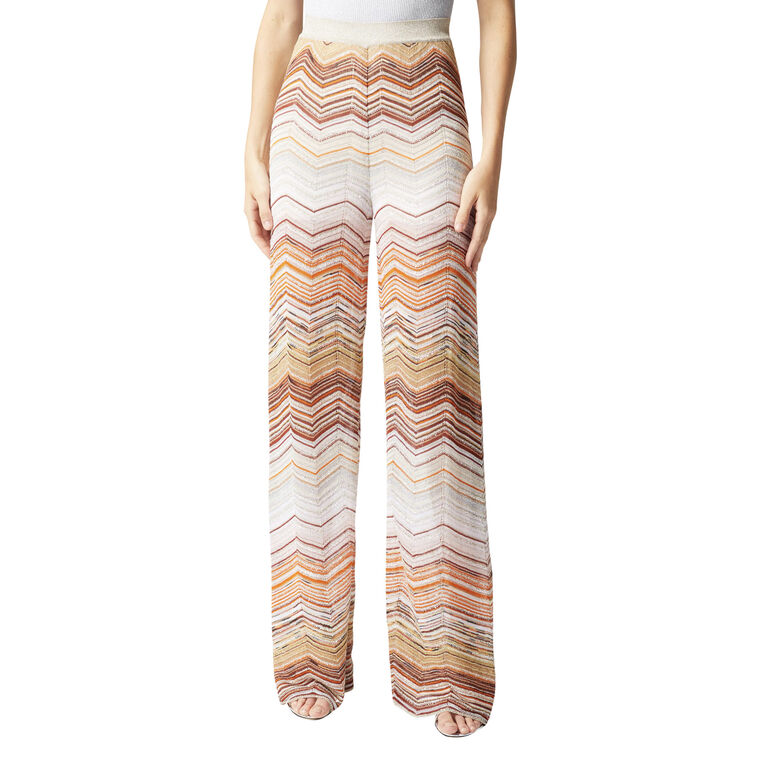 Palazzo Pull-On Chevron Trousers With Sequins image number null