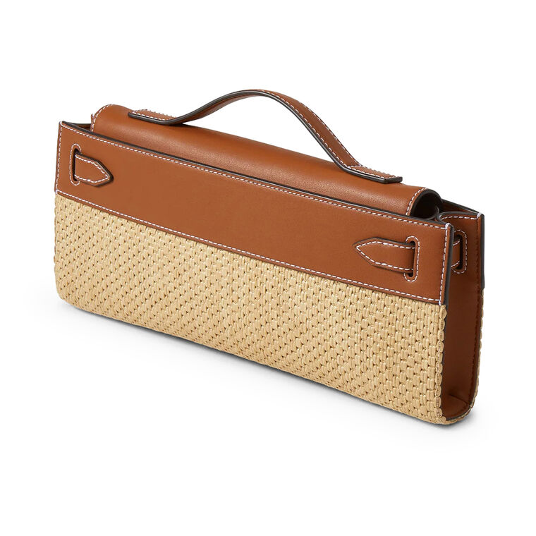 Raffia Dash Top Handle Clutch image number null